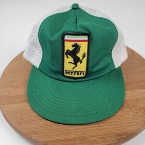 Vintage 80s Ferrari Gran Prix Horse Patch Snapback Red Trucker Hat Cap Vtg Rare